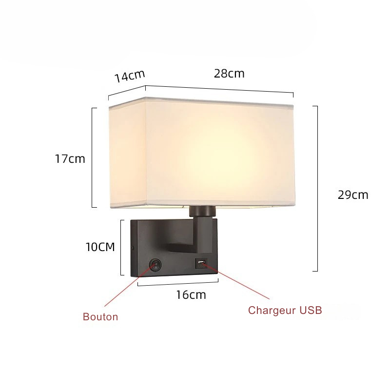 Modern Wall-Mounted Bedside Lamp with Fabric Shade