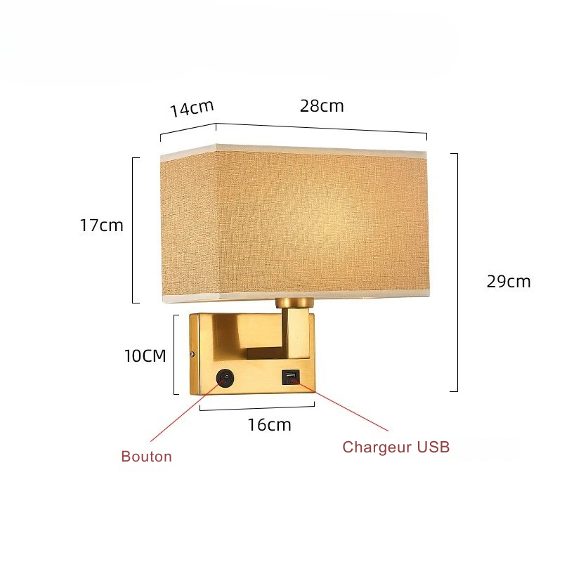 Modern Wall-Mounted Bedside Lamp with Fabric Shade