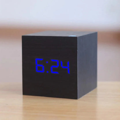 Wooden LED Digital Alarm Clock | Compact Bedroom Table Clock