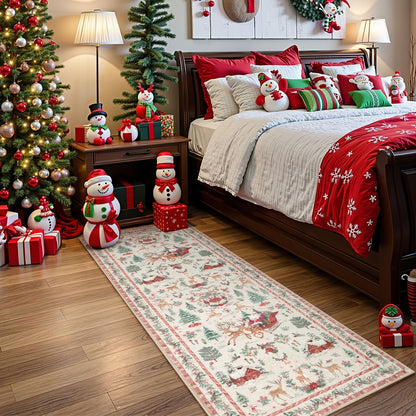 Christmas Hallway Rug | Santa Sleigh Pattern Home Decor