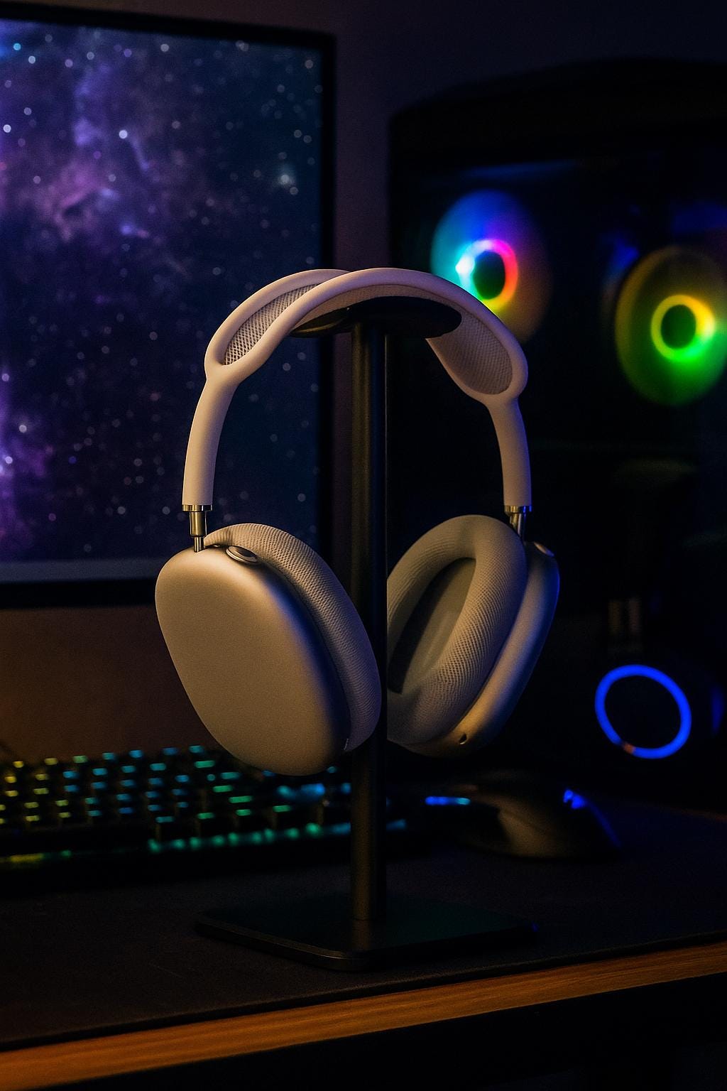 Aesthetic Headphone Stand, Space Saving Headset Holder, Desktop Organizer Rack, Modern Earphone Display Bracket for Desk - Luxyecs
