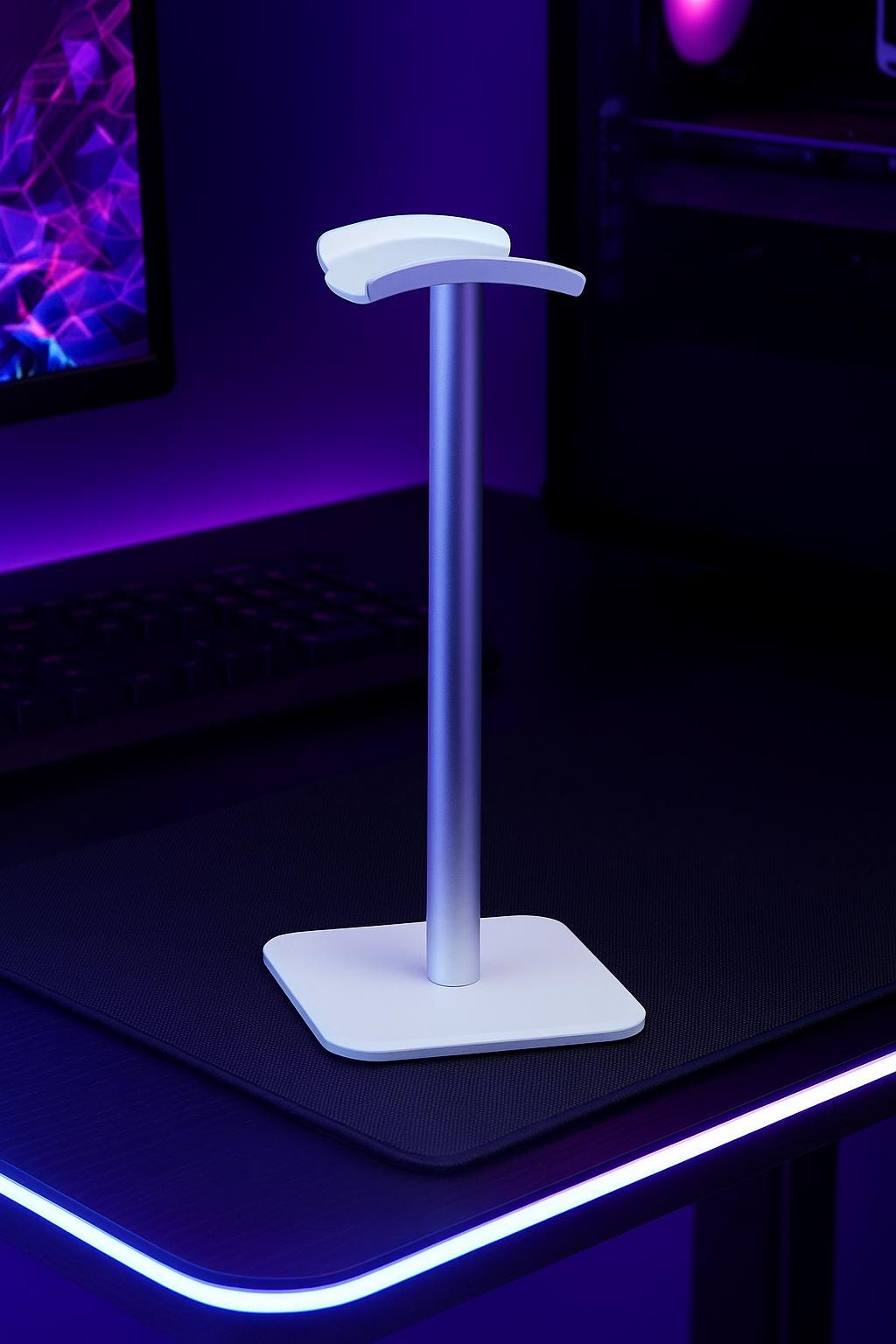 Aesthetic Headphone Stand, Space Saving Headset Holder, Desktop Organizer Rack, Modern Earphone Display Bracket for Desk - Luxyecs