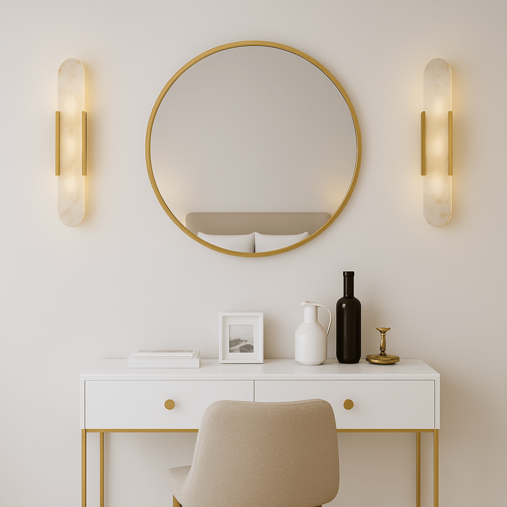 Marble and Brass Wall Sconce | Elegant Wall Light for Contemporary Decor