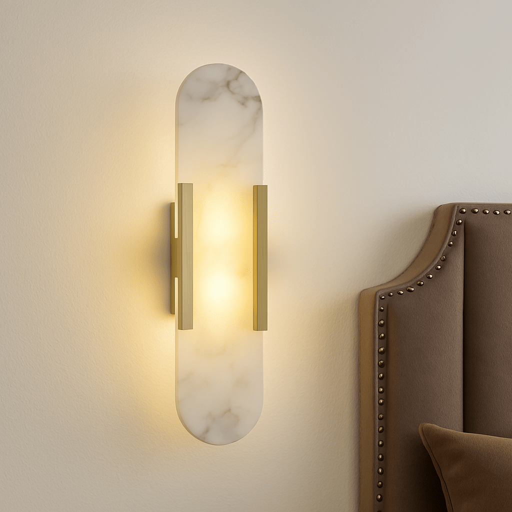 Marble and Brass Wall Sconce | Elegant Wall Light for Contemporary Decor