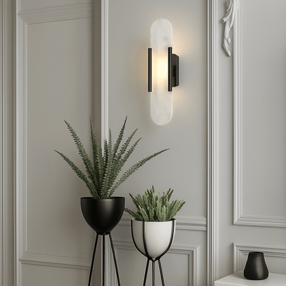 Marble and Brass Wall Sconce | Elegant Wall Light for Contemporary Decor