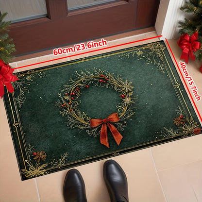 Festive Christmas Floor Mat | Classic Wreath Christmas Home Decor