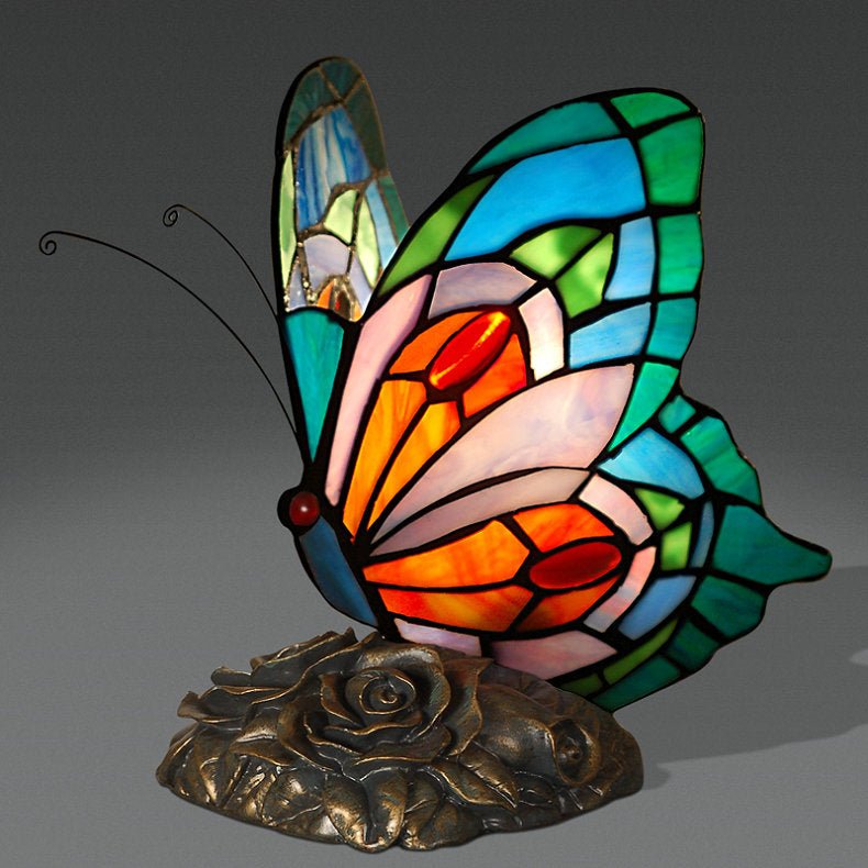 Butterfly Night Table Lamp Tiffany Style Bedroom Bedside Feeding Bar Decoration