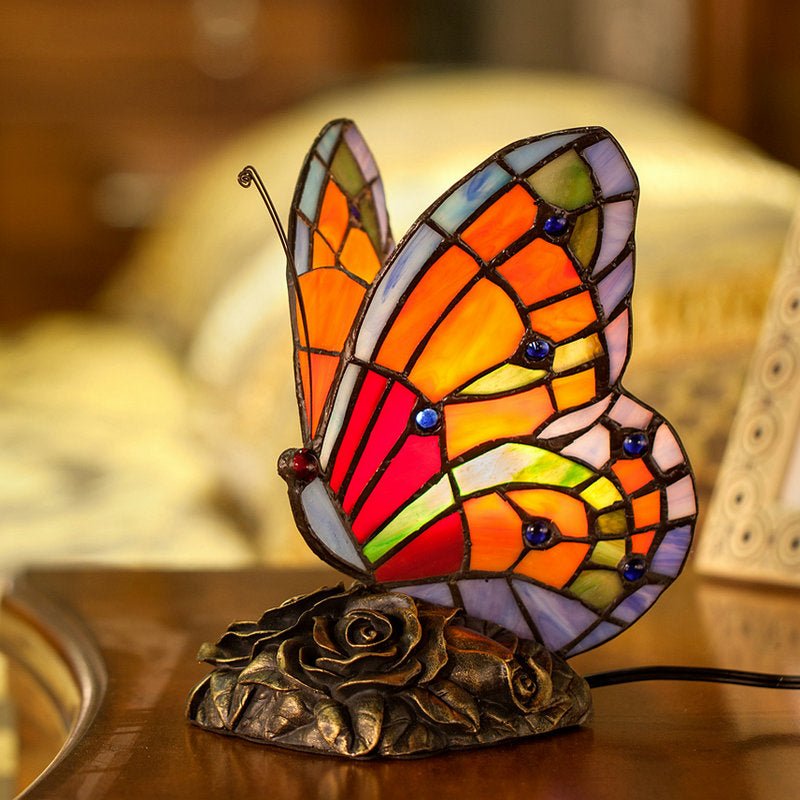 Butterfly Night Table Lamp Tiffany Style Bedroom Bedside Feeding Bar Decoration