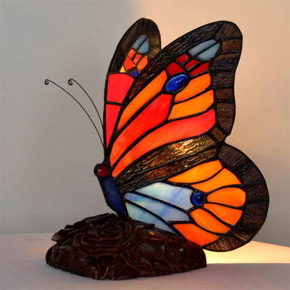 Butterfly Night Table Lamp Tiffany Style Bedroom Bedside Feeding Bar Decoration