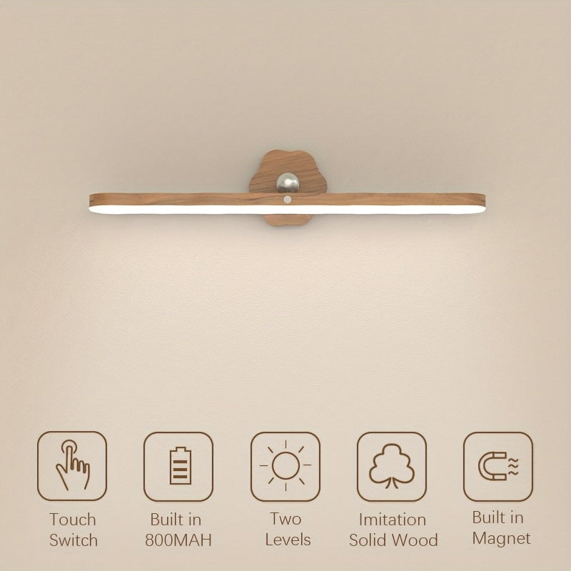 Long Bar Wall Light | Contemporary Wooden LED Sconce