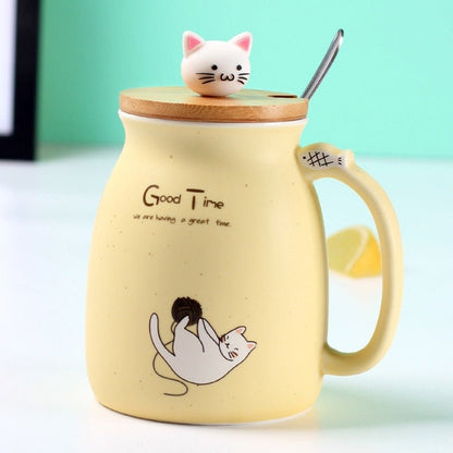 Cartoon Cat Mug | Cute Drinkware Cup - Luxyecs