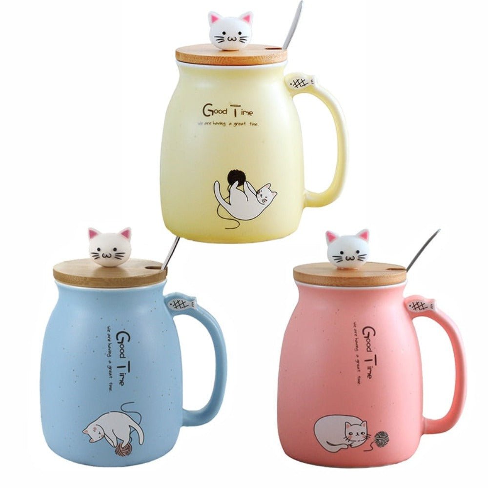 Cartoon Cat Mug | Cute Drinkware Cup - Luxyecs