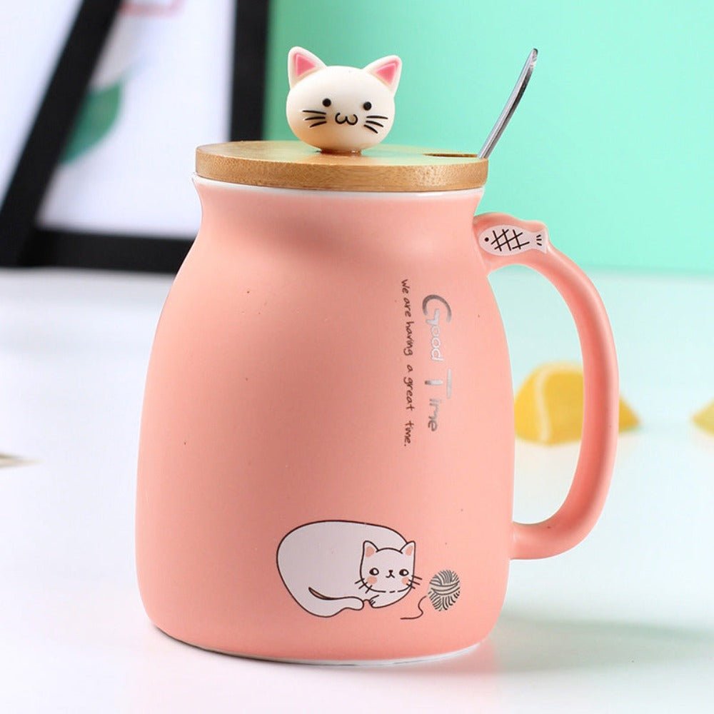 Cartoon Cat Mug | Cute Drinkware Cup - Luxyecs