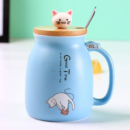 Cartoon Cat Mug | Cute Drinkware Cup - Luxyecs