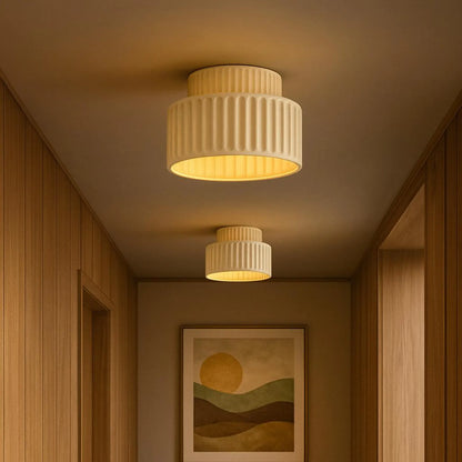 Vintage Drum Semi Flush Mount | 1 Light Cream Style Ceiling Light