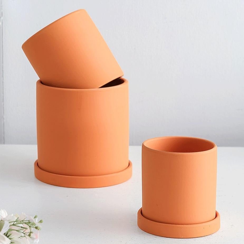 Ceramic Planter with Saucer | Elegant Indoor Plant Pot for Home Décor - Luxyecs