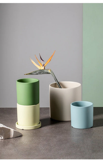 Ceramic Planter with Saucer | Elegant Indoor Plant Pot for Home Décor - Luxyecs