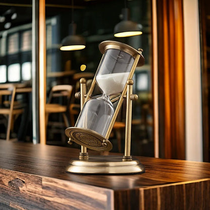 Classical Brass Hourglass Timer With Rotating Cylinder - Luxyecs