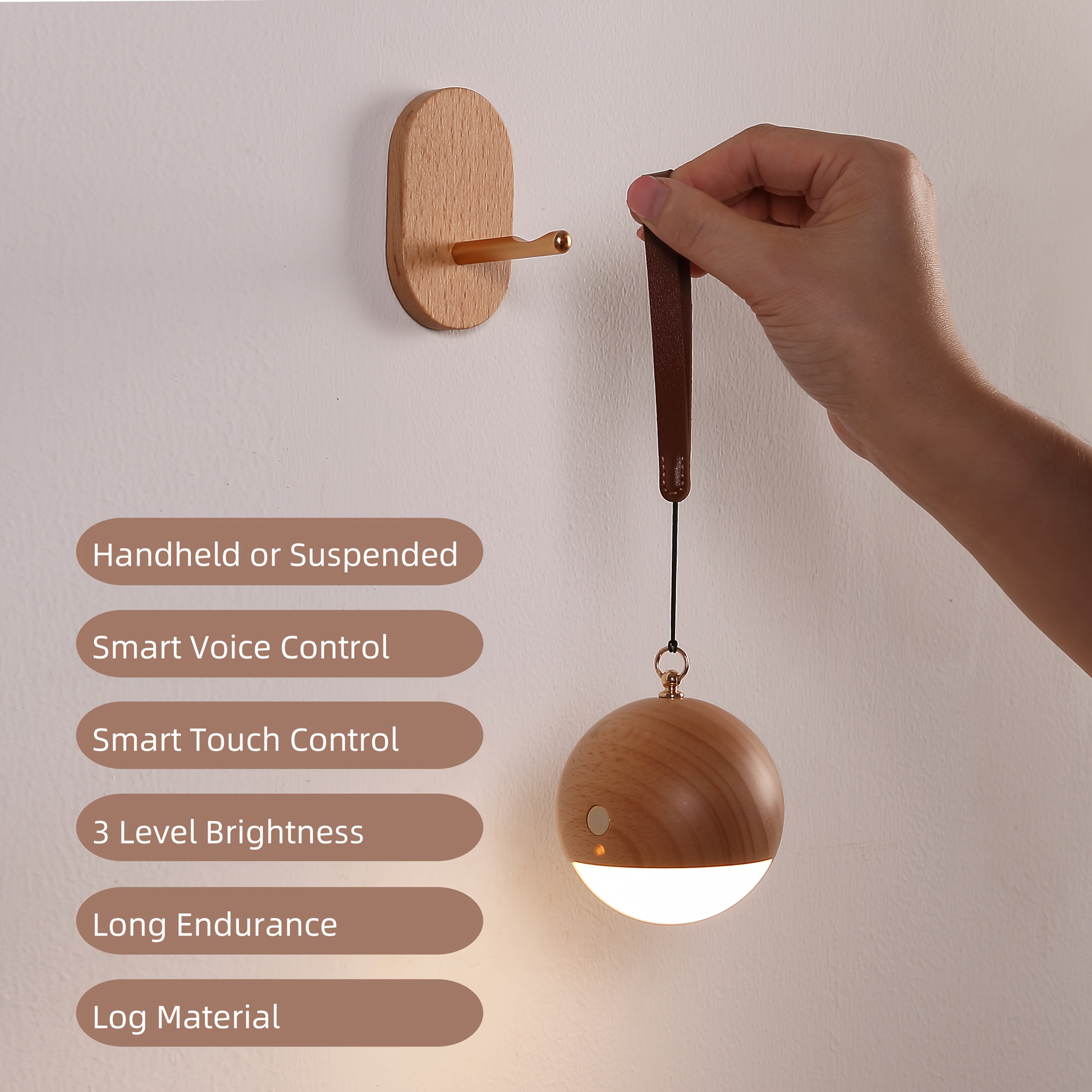 Nordic Wooden Ball Wall Light | Modern Hanging LED Lamp