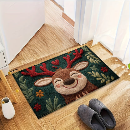 Christmas Smile Rug | Cute Reindeer Design Floor Mat