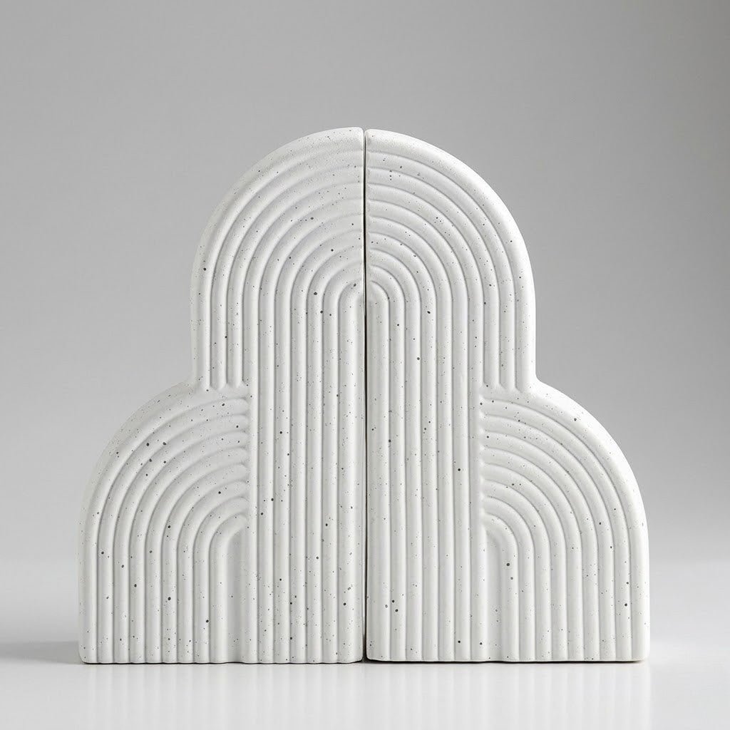 Decorative Bookends | Cloud - Shaped Ceramic Accents for Your Shelves - Luxyecs