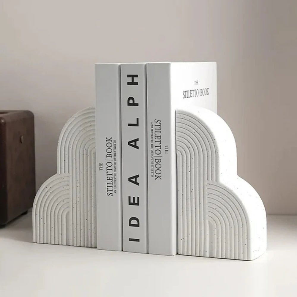 Decorative Bookends | Cloud - Shaped Ceramic Accents for Your Shelves - Luxyecs