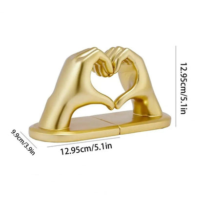 Decorative Bookends | Elegant Hand Heart Duo Bookends - Luxyecs