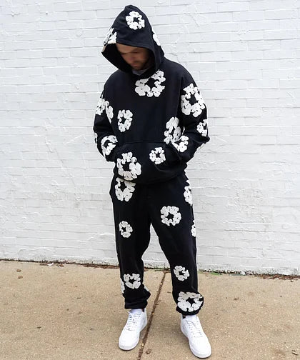 Unisex Floral Hoodie Tracksuit Set | Bold Red with Iconic Flower Prints