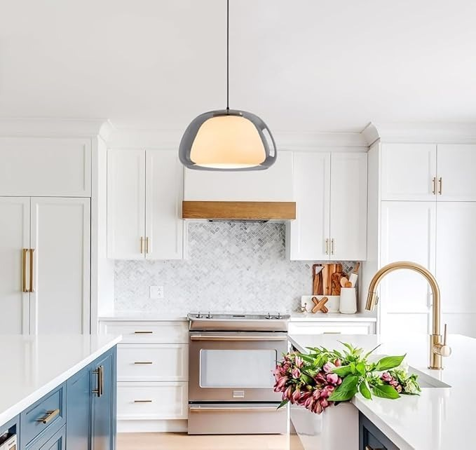 Modern Glass Pendant Light | Milk Glass Hanging Lamp