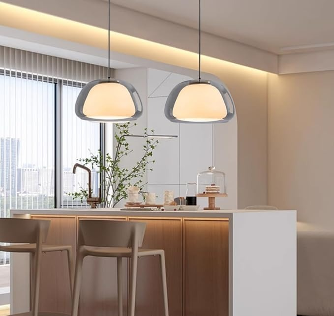 Modern Glass Pendant Light | Milk Glass Hanging Lamp