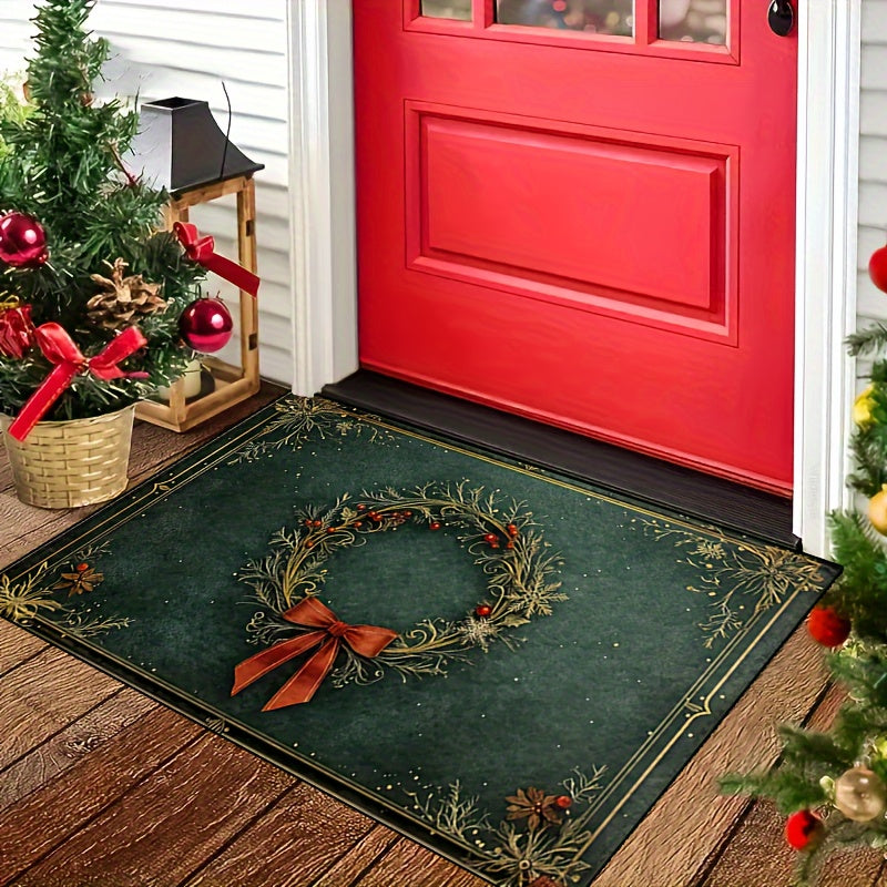Festive Christmas Floor Mat | Classic Wreath Christmas Home Decor