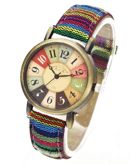 Colorful Watch – Retro Design with a Fun Woven Band