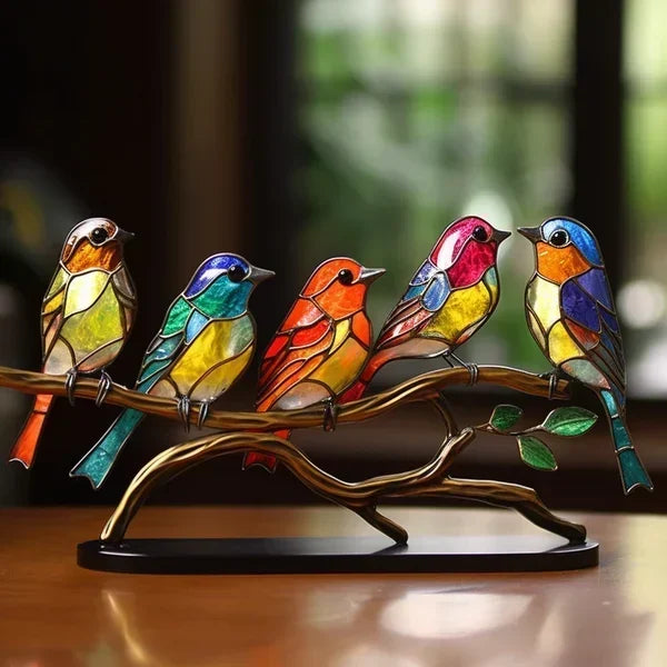 LuxeHome - AvianElegance Birds in Colored Glass for a Refined Interior Design