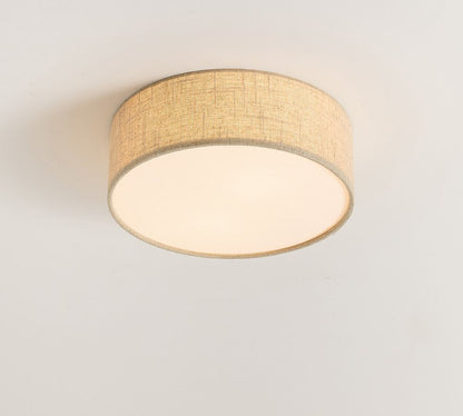Modern Fabric Ceiling Light | Round Drum LED Lamp