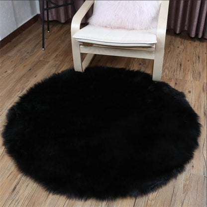 Faux Fur Round Area Rug | Soft and Plush Sheepskin Style Rug for Living Room