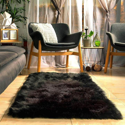 Faux Fur Round Area Rug | Soft and Plush Sheepskin Style Rug for Living Room