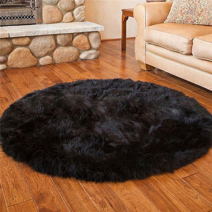 Faux Fur Round Area Rug | Soft and Plush Sheepskin Style Rug for Living Room