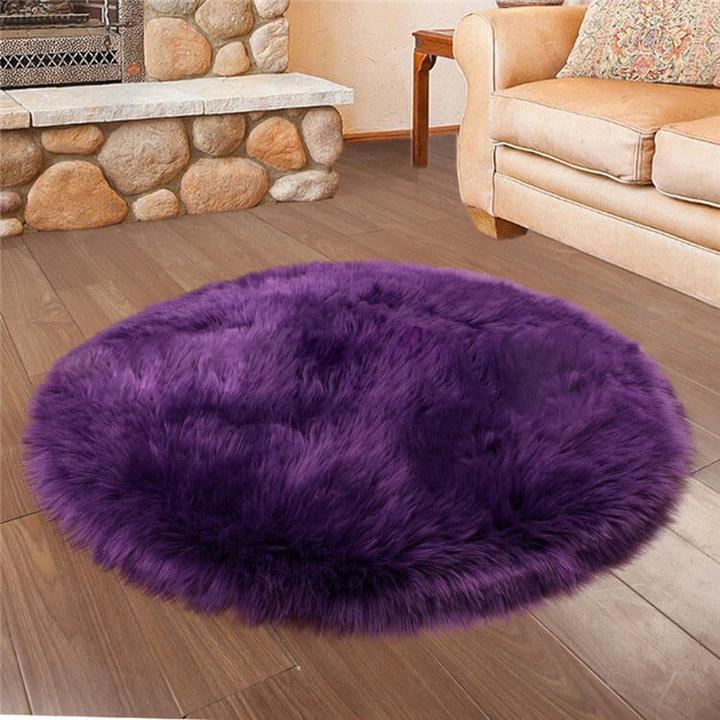 Faux Fur Round Area Rug | Soft and Plush Sheepskin Style Rug for Living Room