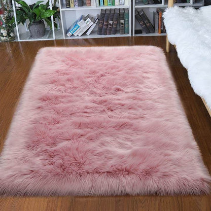 Faux Fur Round Area Rug | Soft and Plush Sheepskin Style Rug for Living Room