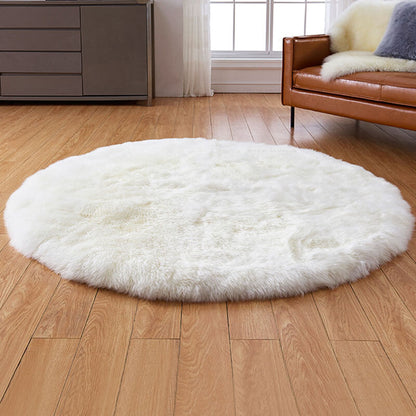 Faux Fur Round Area Rug | Soft and Plush Sheepskin Style Rug for Living Room