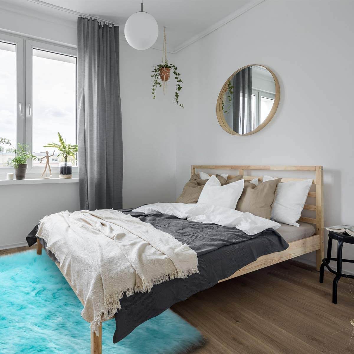 Faux Fur Round Area Rug | Soft and Plush Sheepskin Style Rug for Living Room