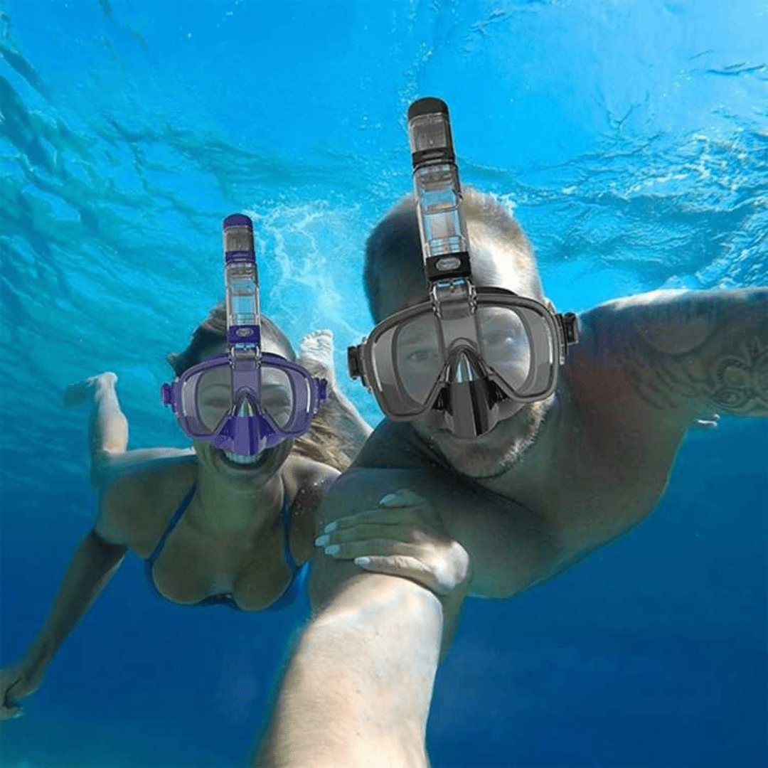 Foldable Snorkel Swim Mask – Easy Breathing and Crystal - Clear Underwater Vision - Luxyecs