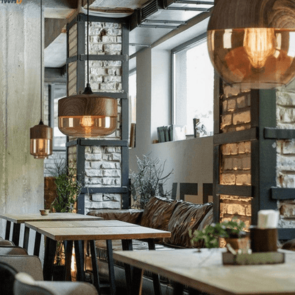 Hanging Ceiling Light Darkbrown Japandi | Interior Decor Lighting - Luxyecs