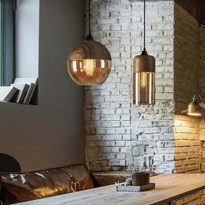 Hanging Ceiling Light Darkbrown Japandi | Interior Decor Lighting - Luxyecs