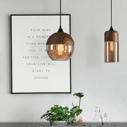 Hanging Ceiling Light Darkbrown Japandi | Interior Decor Lighting - Luxyecs