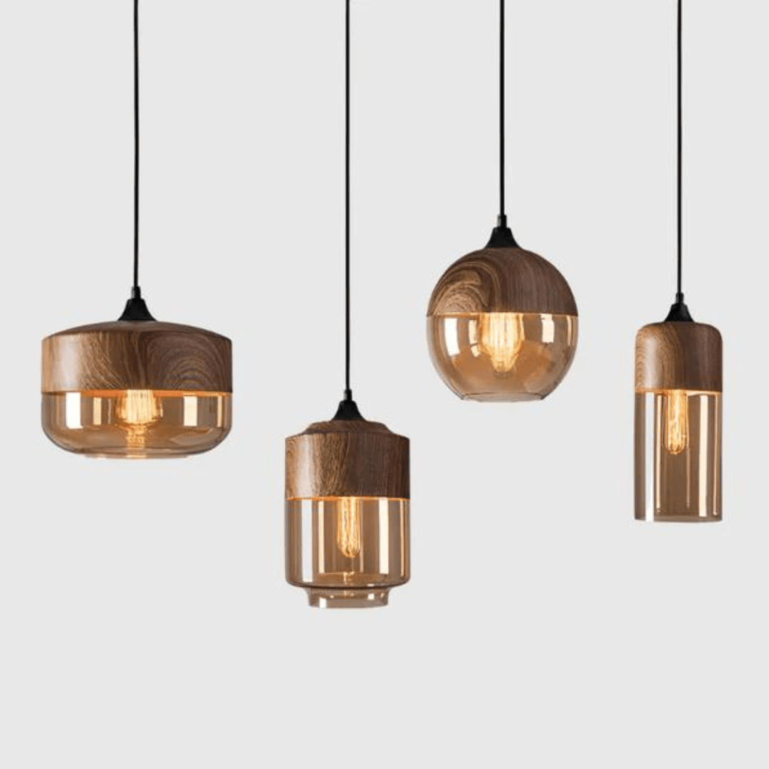 Hanging Ceiling Light Darkbrown Japandi | Interior Decor Lighting - Luxyecs