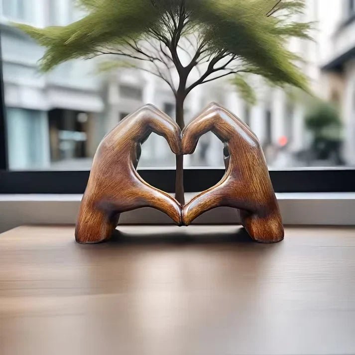 Heart Shape Hand Statue | Artistic Home Ornament - Luxyecs