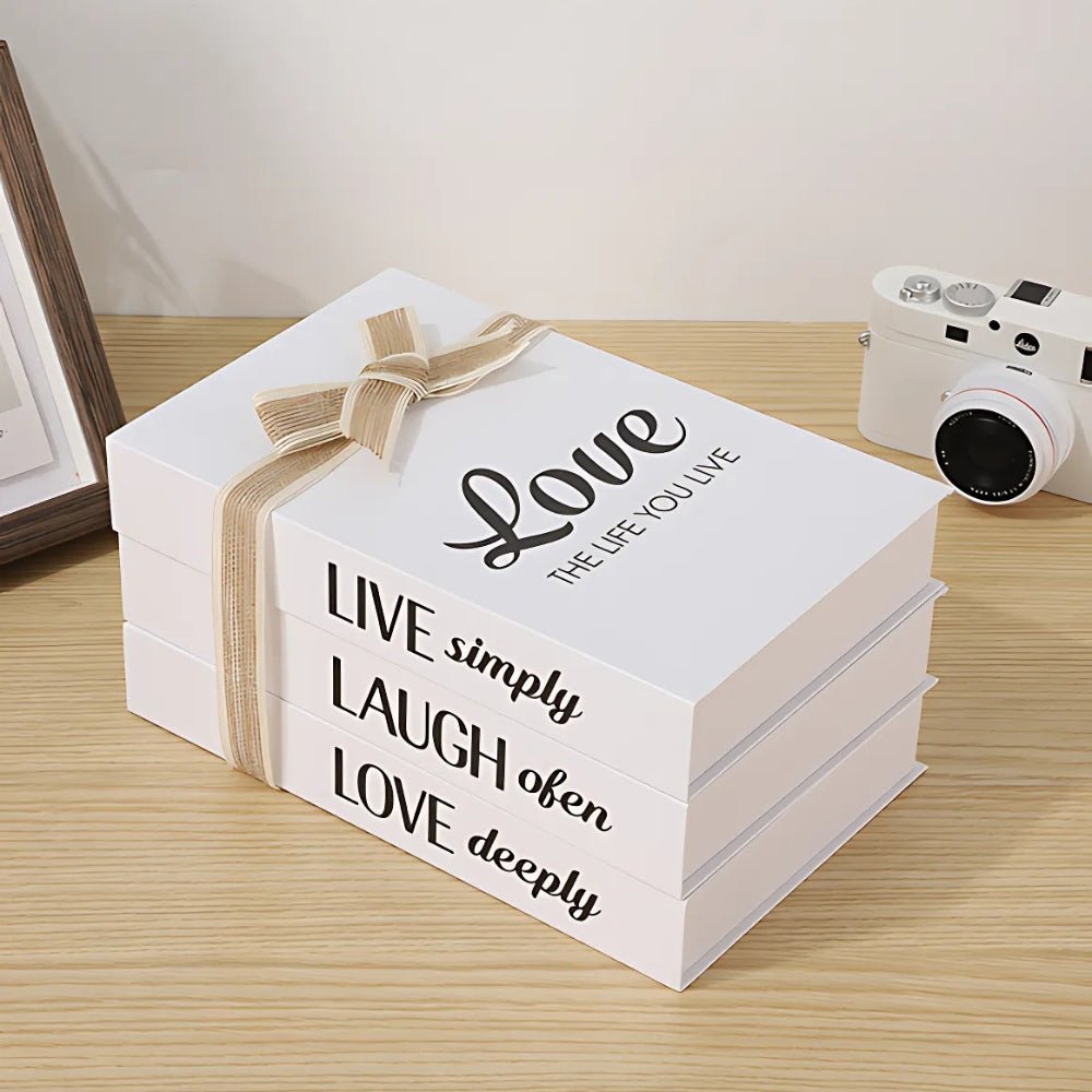 Home Decor | Charming Rustic Book Stack for Elegant Shelving - Luxyecs