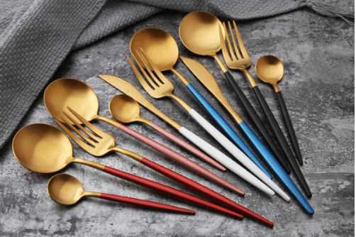 Cutlery Set | 24-Piece Stainless Steel Cutlery Collection in Gold and Silver