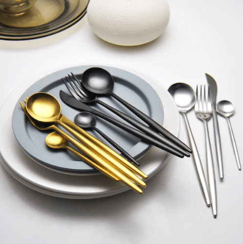 Cutlery Set | 24-Piece Stainless Steel Cutlery Collection in Gold and Silver